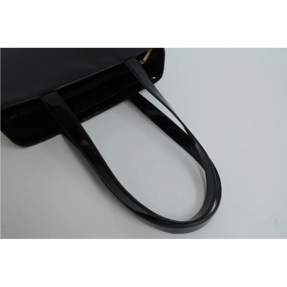 Chanel Authentic Black Enamel Tote Shoulder Bag - Picture 9 of 13